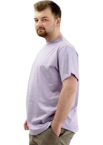 Mode Xl Büyük Beden Erkek T-Shirt Bisiklet Yaka Basic 20031 Lila fiyatları