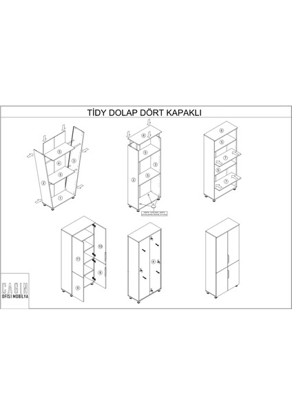 Ofisimi Tidy Dört Kapaklı Beyaz 189 cm Dolap (Beyaz/antrasit)