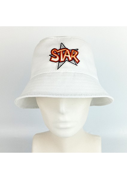 Star Beyaz Bucket Şapka Unisex