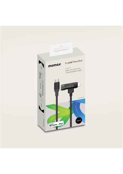 Flow 1.5m 2 In 1 Usb-C & Lıghtnıng To Usb-C Şarj Kablo