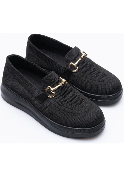 Kadın Triko Tokalı Günlük Loafer Ayakkabı RV980V72