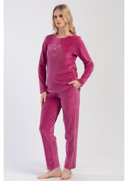 Kadın Kadife Uzun Kol Pijama Takım , 403081