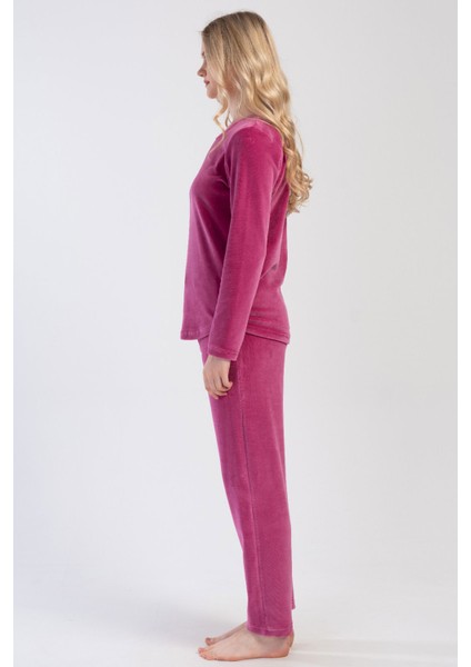 Kadın Kadife Uzun Kol Pijama Takım , 403081