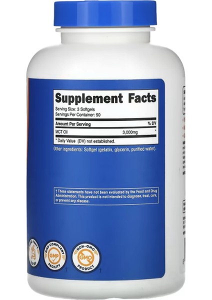 Nutricost Mct Oil 3 000 Mg 150 Softgels (1 000 Mg Per Softgel) Usa Menşei