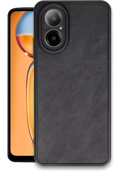 Realme 12 Lite Kılıf Kamera Korumalı Deri Görünümlü Leather Desenli Yumuşak Mat Silikon