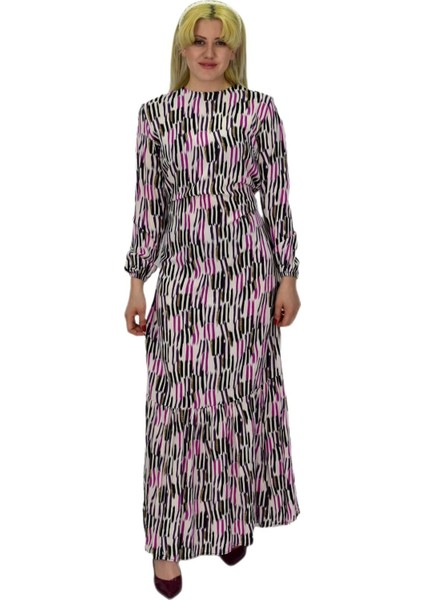 Kadın Empirme Çizğili Elbise BGL-ST03515