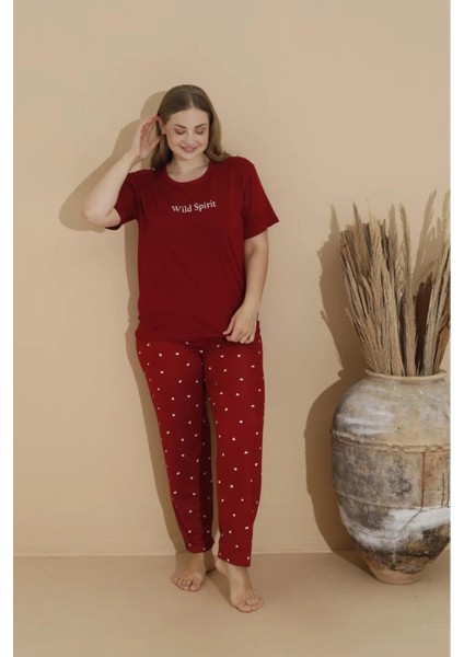 Kadın Milan Büyük Beden Bisiklet Yaka Kısa Kol Ince Pijama Takımı 11053 - 1 Adet fiyatları