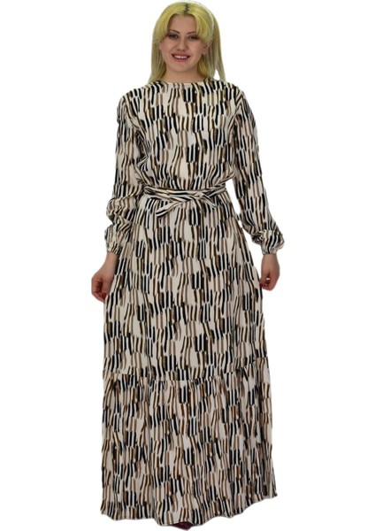 Kadın Empirme Çizğili Elbise BGL-ST03515