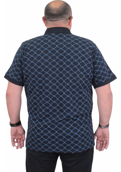 Mocgrande Erkek Büyük Beden Polo Yaka Tişört Square 24452 Lacıvert modelleri