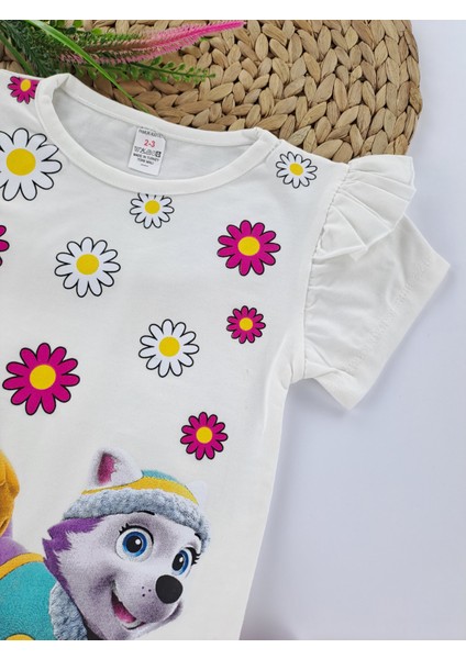 Kız Çocuk Pembe Etek Tişort Şapka Üçlü Takım Baskılı modelleri