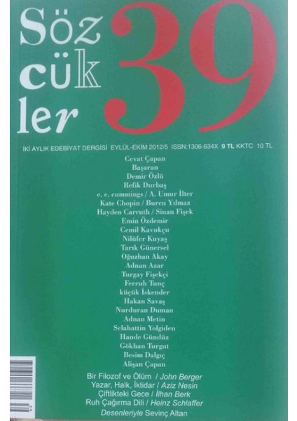 Sözcükler Dergisi 39. Sayı – Eylül - Ekim 2012