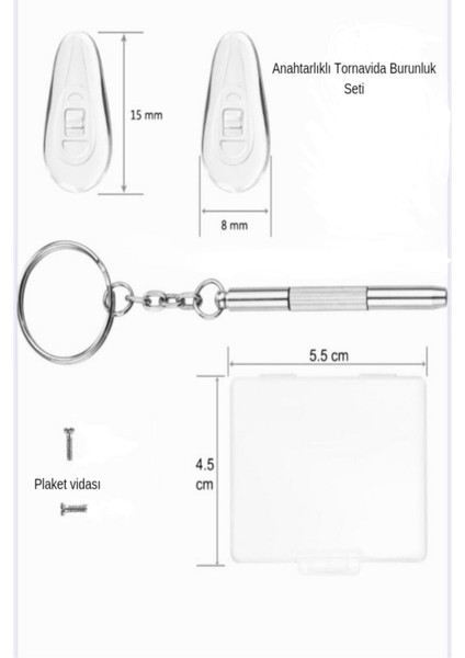 Gözlük Tornavida Anahtarlık 5in 1 (Burunluk ve Vida Seti)