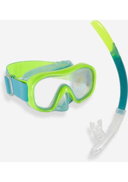 Çocuk Şnorkelle Dalış Seti - Neon Yeşil - 100 Valve