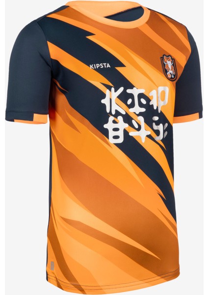 Çocuk Futbol Forması - Turuncu/mavi- Kids Kaplan Beden: 141-150CM 10-11 Yaş