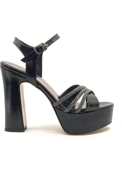 Feles Çapraz 13 cm Yüksek Platform Topuklu Taşlı Kadın Abiye Ayakkabı modelleri