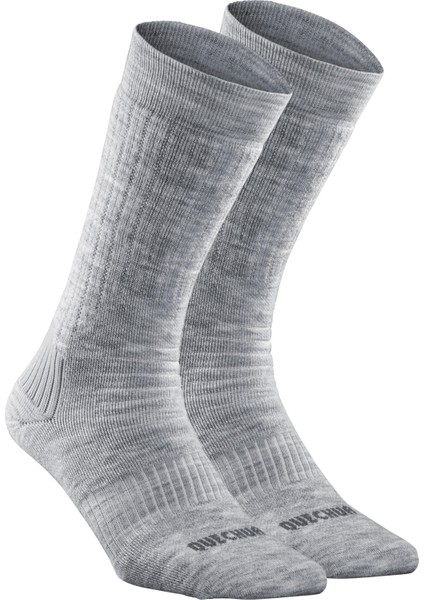 Yetişkin Outdoor Uzun Kışlık / Termal Çorap - Gri - 2 Çift - SH100 Mid Beden: 39/42