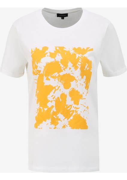 Kırık Beyaz Kadın Bisiklet Yaka Basic T-Shirt F4SL-TST0670