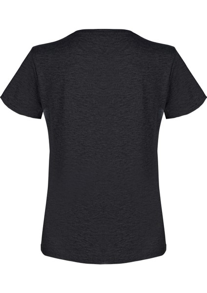 V Yaka Düz Siyah Erkek T-Shirt DZN8711