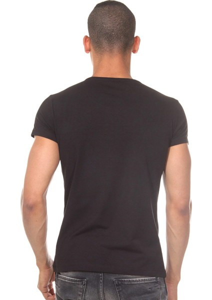 Bisiklet Yaka Düz Siyah Erkek T-Shirt DZN8501 fiyatları