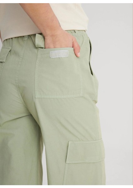 Yüksek Bel Geniş Fit Gri Kadın Pantolon LCAP002A11-CARGO Non Denim Pantolon