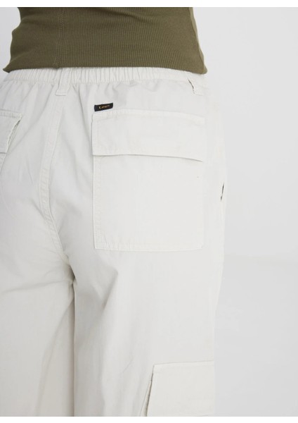 Yüksek Bel Geniş Fit Ekru Kadın Pantolon LCAP002104-CARGO Non Denim Pantolon fırsatları