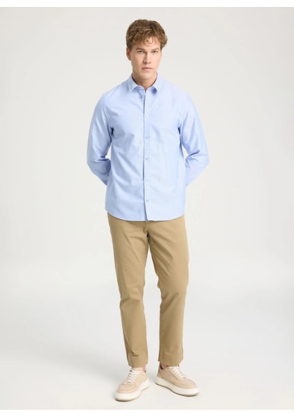Regular Fit Mavi Erkek Gömlek W241631400 Uzun Kollu Gömlek