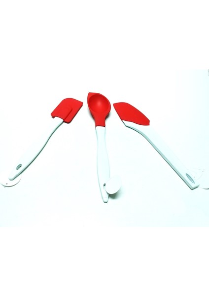 Sepeti Silikon Mutfak Seti 2 Adet Slikon Spatula +1 Adet Slilkon Kaşık 3lü Set