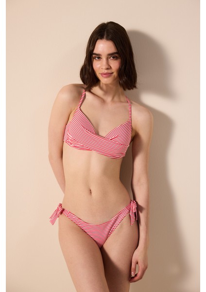 Patmos New Super Sexy Dokulu Çizgili Bikini Üstü