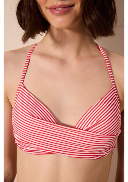 Patmos New Super Sexy Dokulu Çizgili Bikini Üstü