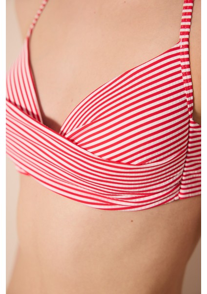 Patmos New Super Sexy Dokulu Çizgili Bikini Üstü