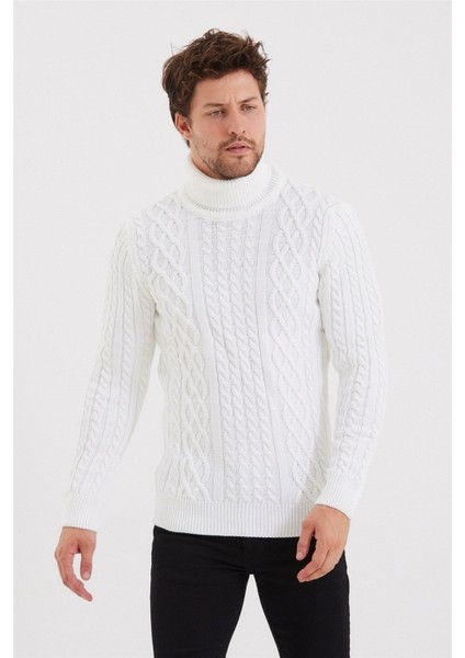 Erkek Örgü Desenli Triko Kazak