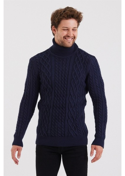 Erkek Örgü Desenli Triko Kazak
