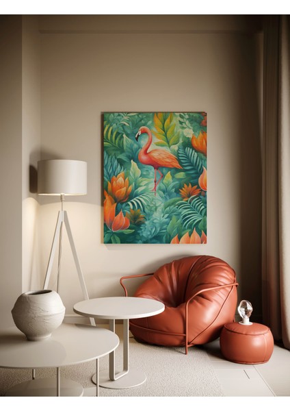 Flamingo Minimalist Modern Kanvas Tablo - Salon Oturma Odası Mutfak Ofis Için Duvar Dekoru
