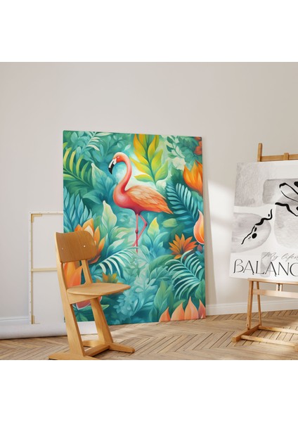 Flamingo Minimalist Modern Kanvas Tablo - Salon Oturma Odası Mutfak Ofis Için Duvar Dekoru