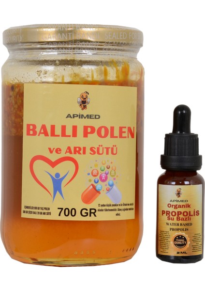 Ballı Polen ve Arı SÜTÜ(700GR) ve Su Bazlı PROPOLİS(20ML)