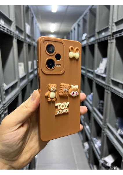 Xiaomi Redmi Note 12 Pro 5g Ayıcık Kiraz Kız Toy Story Şeker Desenli Kahverengi Kılıf