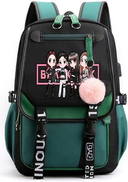 Gshopper Blackpink Temalı Aynı Yıldız Sırt Çantası USB Şarj (Yurt Dışından)