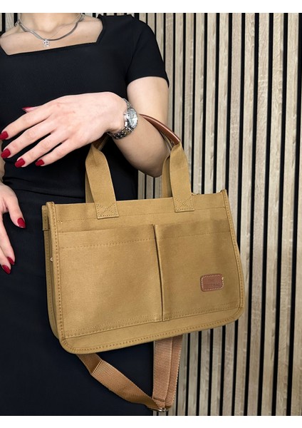 Günlük Kadın Omuz Çantası Kanvas The Tote Bag Orta Boy Çapraz Ayarlanabilir Askılı Yumuşak Sade 4007