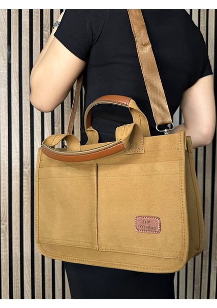 Günlük Kadın Omuz Çantası Kanvas The Tote Bag Orta Boy Çapraz Ayarlanabilir Askılı Yumuşak Sade 4007