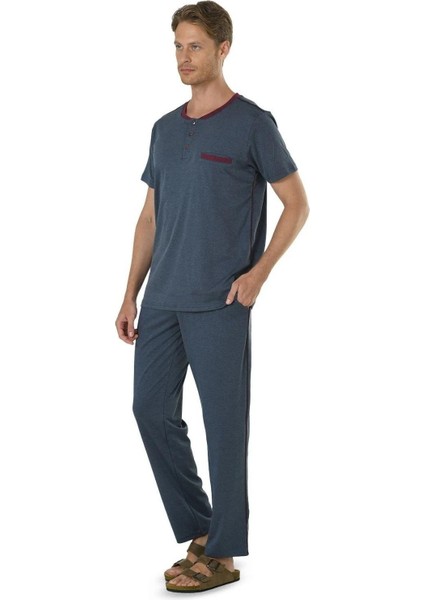 Indigo Erkek Kısa Kollu Pijama Takımı