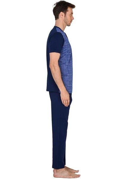 Lacivert Erkek Kısa Kollu Pijama Takımı