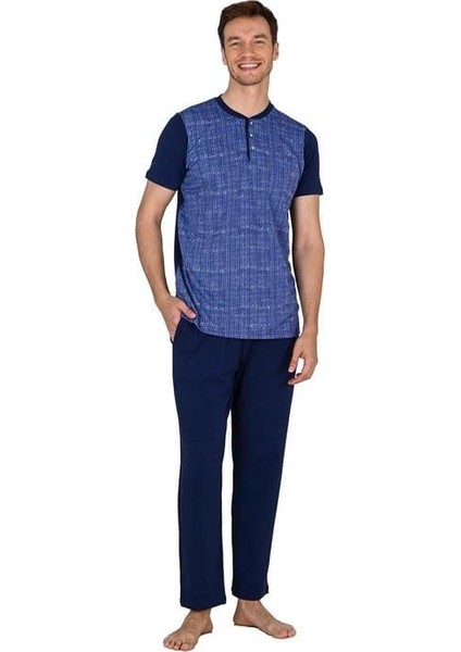 Lacivert Erkek Kısa Kollu Pijama Takımı