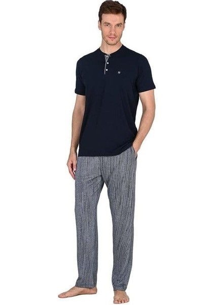 Lacivert Erkek Kısa Kollu Pijama Takımı