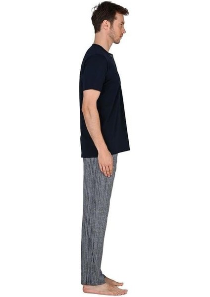 Lacivert Erkek Kısa Kollu Pijama Takımı