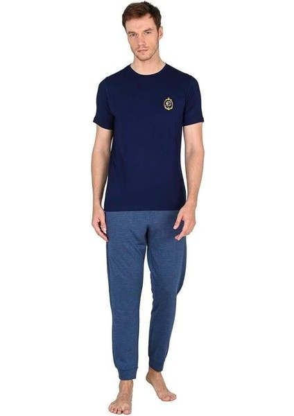 Lacivert Erkek Kısa Kollu Pijama Takımı