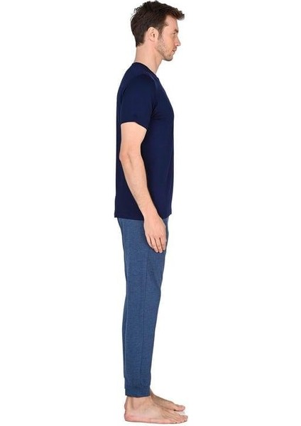 Lacivert Erkek Kısa Kollu Pijama Takımı