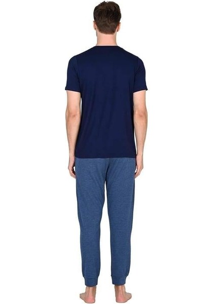 Lacivert Erkek Kısa Kollu Pijama Takımı modelleri