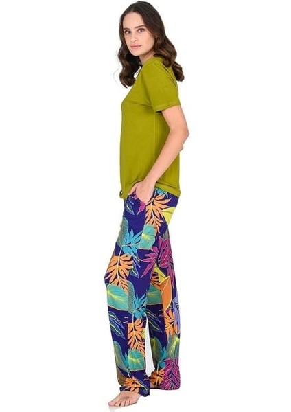 Yeşil Kadın Kısa Kol Pijama Takımı