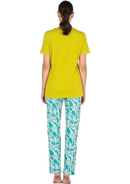 Fıstık Yeşili Kadın Kısa Kol Pijama Takımı modelleri