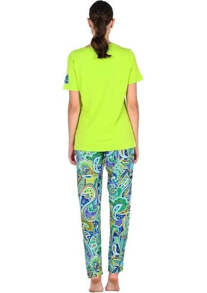 Yeşil Kadın Kısa Kol Pijama Takımı